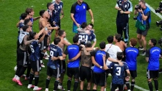 Jugadores de la selección de Argentina celbrándo el pase a la final. (Fuente: Vovworld).