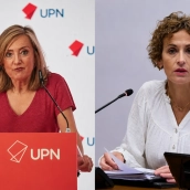 La presidenta de Unión del Pueblo Navarro (UPN), Cristina Ibarrola (i), y la presidenta del Gobierno de Navarra, María Chivite (d). Elaboración propia / Imágenes de Europa Press. La presidenta de Unión del Pueblo Navarro (UPN), Cristina Ibarrola (i), y la presidenta del Gobierno de Navarra, María Chivite (d). Elaboración propia / Imágenes de Europa Press.