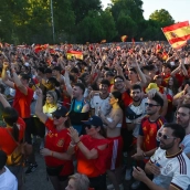 Aficionados de la selección española viendo la final del Mundial. Gustavo Valiente/Europa Press.