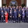 El Presidente del Gobierno, Pedro Sánchez (c), recibe en el Palacio de la Moncloa a la selección española de fútbol tras la victoria en el Mundial 2026. Fuente: La Moncloa en directo