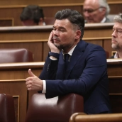 El portavoz de ERC en el Congreso, Gabriel Rufián, durante una sesión plenaria en el Congreso de los Diputados. Eduardo Parra / Europa Press