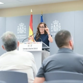 La ministra de Sanidad, Mónica García, durante la rueda de prensa posterior al Consejo Interterritorial del Sistema Nacional de Salud. Gustavo Valiente / Europa Press