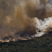 Vista de una espesa columna de humo provocada por un incendio forestal, a 23 de julio de 2026, en Burgohondo, Ávila. Mateo Lanzuela / Europa Press