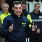 Juanma Moreno, en su comparecencia ante los medios este jueves.