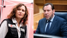 La presidenta de la Comunidad de Madrid, Isabel Díaz Ayuso (i), y el ministro de Transportes, Óscar Puente (d). Elaboración propia (Imágenes de Europa Press)