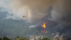 Un helicóptero colabora en las labores de extinción del fuego cerca de El Castañar de El Tiemblo, a 24 de julio de 2026, en El Tiemblo, Ávila. Gabri Solera / Europa Press
