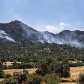 Varios focos humeando en los montes de Robledo de Chavela. Gabri Solera / Europa Press