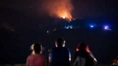 Varias personas observan el incendio. Eduardo Parra / Europa Press