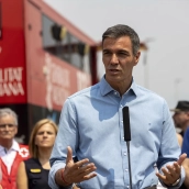 El presidente del Gobierno, Pedro Sánchez, visita el Puesto de Mando Avanzado de Vall d'Uixó. Carme Ripollés / Europa Press