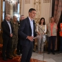 El presidente del Gobierno, Pedro Sánchez, durante la declaración institucional que ha realizado al término de su visita a Ceuta. Pool Moncloa / Borja Puig de la Bellacasa