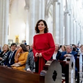 Ayuso, en la celebración de una misa en Madrid
