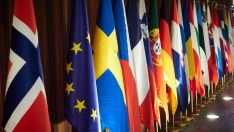 EuropaPress 5596390 bandera union europea junto varias banderas paises pertenecientes reunion