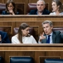 El secretario general del PP, Miguel Tellado; la portavoz del PP en el Congreso, Ester Muñoz; y el presidente del Partido Popular, Alberto Nuñez Feijóo. Carlos Luján / Europa Press