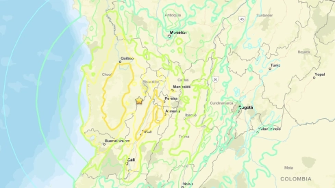 Un terremoto de magnitud 7,4 al noroeste de Colombia. Fuente: Shakemap PGA Contour USGS Un terremoto de magnitud 7,4 al noroeste de Colombia. Fuente: Shakemap PGA Contour USGS