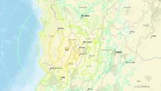 Un terremoto de magnitud 7,4 al noroeste de Colombia. Fuente: Shakemap PGA Contour USGS