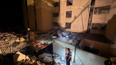 Edificio derrumbado tras el terremoto en Colombia: Fuente: redes sociales Ejército Nacional de Colombia