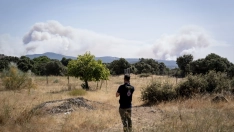 Humo de incendio forestal, a 2 de julio de 2026, en Chapinería, Madrid. A. Pérez Meca / Europa Press