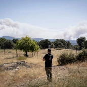 Humo de incendio forestal, a 2 de julio de 2026, en Chapinería, Madrid. A. Pérez Meca / Europa Press
