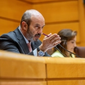 El presidente del Senado, Pedro Rollán, interviene durante una sesión plenaria en el Senado. Foto de archivo: Ricardo Rubio / Europa Press