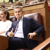 La portavoz del PP en el Congreso, Ester Muñoz, y el presidente del PP, Alberto Núñez Feijóo. Eduardo Parra/Europa Press.