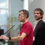 El ministro de Cultura, Ernest Urtasun, y el coordinador general de Izquierda Unida, Antonio Maíllo. Jesús Hellín / Europa Press