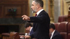 El presidente de la ultraderecha Vox, Santiago Abascal, interviene durante una sesión plenaria en el Congreso de los Diputados. Foto de archivo: Eduardo Parra / Europa Press