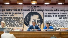 Asiento del compareciente vacío en la Comisión del Interior. Jesús Hellín / Europa Press