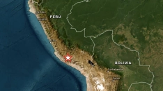 Localización del terremoto registrado en Ayacucho, en el sur de Perú. Fuente: Instituto Geofísico del Perú