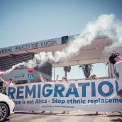 El movimiento de ultraderecha y supremacista Save Europe Act en Algeciras el pasado 2 de agosto. Foto de archivo: @SaveEuropeAct