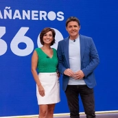 Adela González y Jesús Cintora, en el plató de 'Mañaneros 360' de TVE. Fuente: RTVE