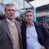 El presidente del Partido Popular, Alberto Núñez Feijóo, el presidente de la Xunta de Galicia, Alfonso Rueda