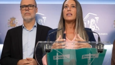 La portavoz de Junts en el Congreso, Miriam Nogueras, durante una rueda de prensa en el Congreso de los Diputados. Jesús Hellín/Europa Press.