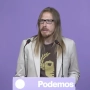 El secretario de Organización y portavoz de Podemos, Pablo Fernández, esta mañana en rueda de prensa. Fuente: Podemos