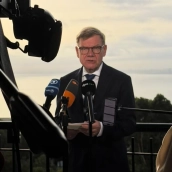 El ministro de Exteriores de Alemania, Johann Wadephul, esta mañana ante los medios. Fuente: @AuswaertigesAmt en X