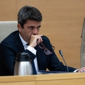 El expresident de la Generalitat valenciana, Carlos Mazón, durante su anterior comparecencia en la comisión de la DANA en el Congreso. Foto de archivo: Ananda Manjón / Europa Press