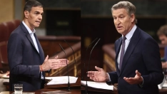 Pedro Sánchez y Alberto Núñez Feijóo. Elaboración propia. Imágenes Europa Press