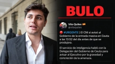 El agitador ultra, Vito Quiles, difunde otro bulo sobre los informes de inteligencia por la entrada de migrantes en Ceuta. Elaboración propia (Imágenes de Europa Press y X)