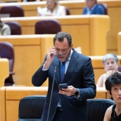 El ministro de Transportes y Movilidad Sostenible, Óscar Puente, en el Senado. Jesús Hellín / Europa Press