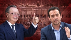 El presidente de Ceuta, Juan Jesús Vivas (i); y el portavoz de la ultraderecha Vox en Ceuta, Juan Sergio Redondo Pacheco (d). Elaboración propia (Imágenes de Europa Press y @Vox_Ceuta en X)