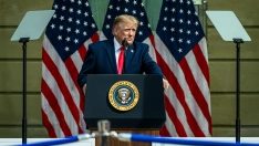 El presidente de Estados Unidos, Donald Trump, en el Pentágono el pasado viernes en la conmemoración del 25 aniversario del 11-S. Imagen de @WhiteHouse