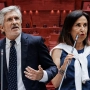 El ministro del Interior, Fernando Grande-Marlaska (i), durante su intervención en la sesión de control al Gobierno; y la ministra de Defensa, Margarita Robles (d), en su replica ante las preguntas del PP en el Senado. Elaboración propia. Imágenes de Carlos Luján / Europa Press