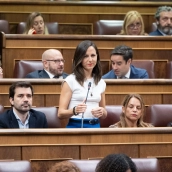 La secretaria general de Podemos, Ione Belarra, esta mañana en el Congreso de los Diputados. Jesús Hellín / Europa Press