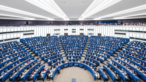 El pleno del Parlamento Europeo esta mañana durante la votación de la moción por Ceuta. Fuente: EP