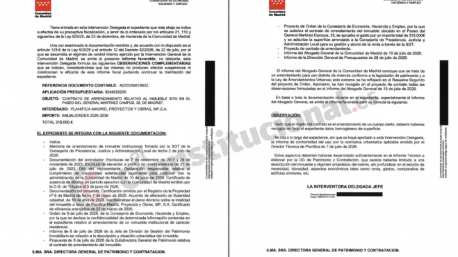 Informe interno del Gobierno de Ayuso sobre el ático de lujo. Fuente: Expediente de la compra publicado por Planifica Madrid