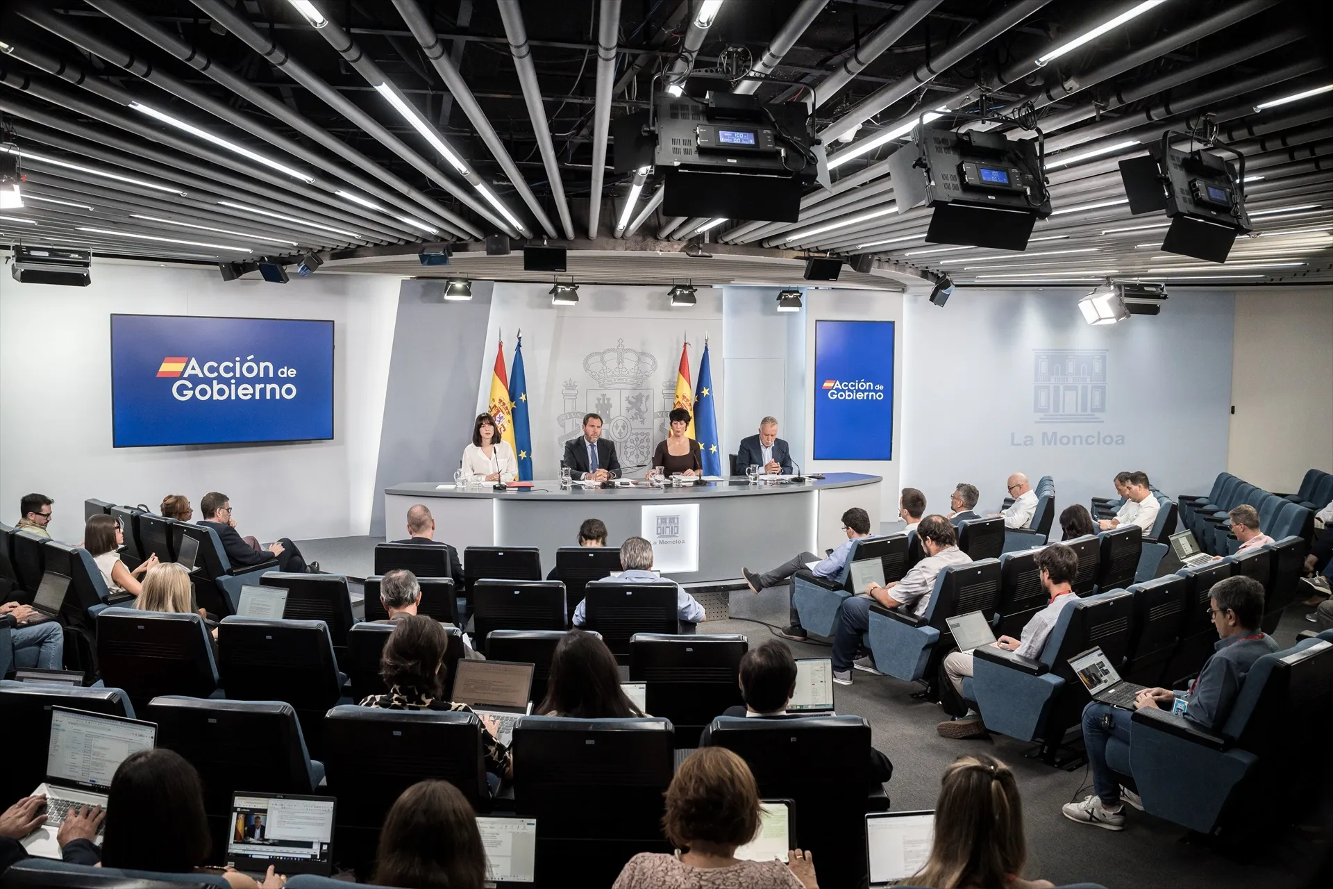 Rueda de prensa tras el Consejo de Ministros del pasado martes en Moncloa. Diego Radamés / Europa Press