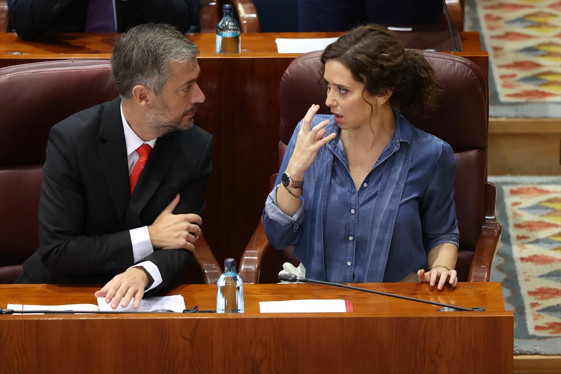 La presidenta de la Comunidad de Madrid, Isabel Díaz Ayuso, y el Consejero de Presidencia, Justicia y Administración Local, Miguel Ángel García Martín La presidenta de la Comunidad de Madrid, Isabel Díaz Ayuso, y el Consejero de Presidencia, Justicia y Administración Local, Miguel Ángel García Martín