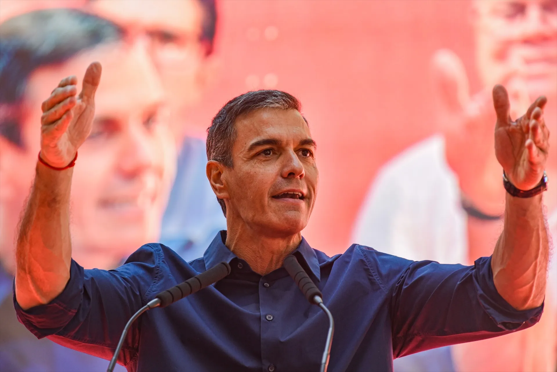 El presidente del Gobierno, Pedro Sánchez, durante la celebración de la Fiesta de la Rosa del PSC