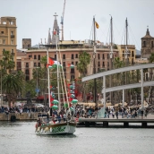 Uno de los barcos de la Global Sumud Flotilla, en su paso por Barcelona. Foto de archivo: Lorena Sopêna / Europa Press