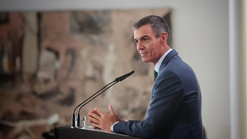 El presidente del Gobierno, Pedro Sánchez, este lunes en la Moncloa. Pool Moncloa/Sandra Armada