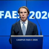 El expresidente del Gobierno y presidente de FAES, José María Aznar, durante la inauguración del Campus FAES 2026. A. Pérez Meca / Europa Press